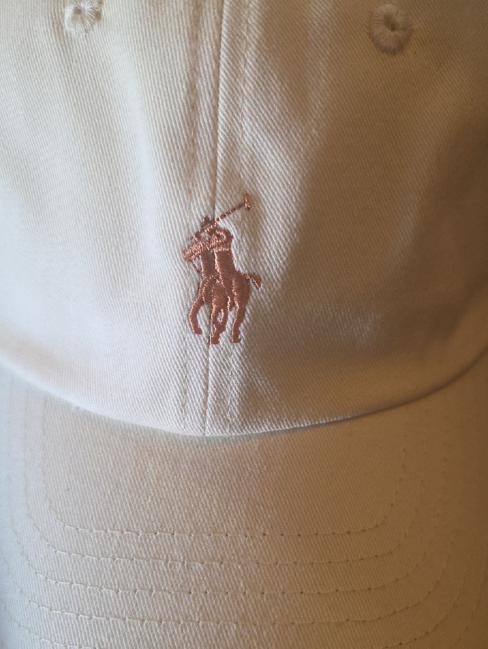 Ralph Lauren Cream Baseball Cap with Dark Gold Pony Logo - Picture 2 of 8